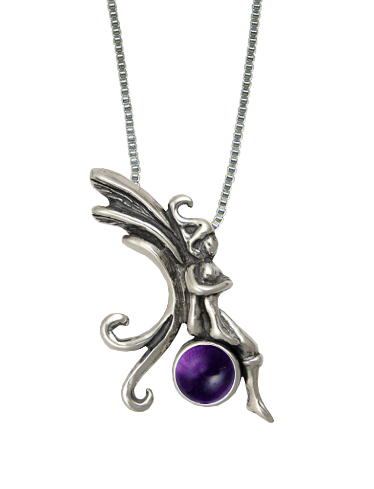 Sterling Silver Fairy Pendant With Amethyst